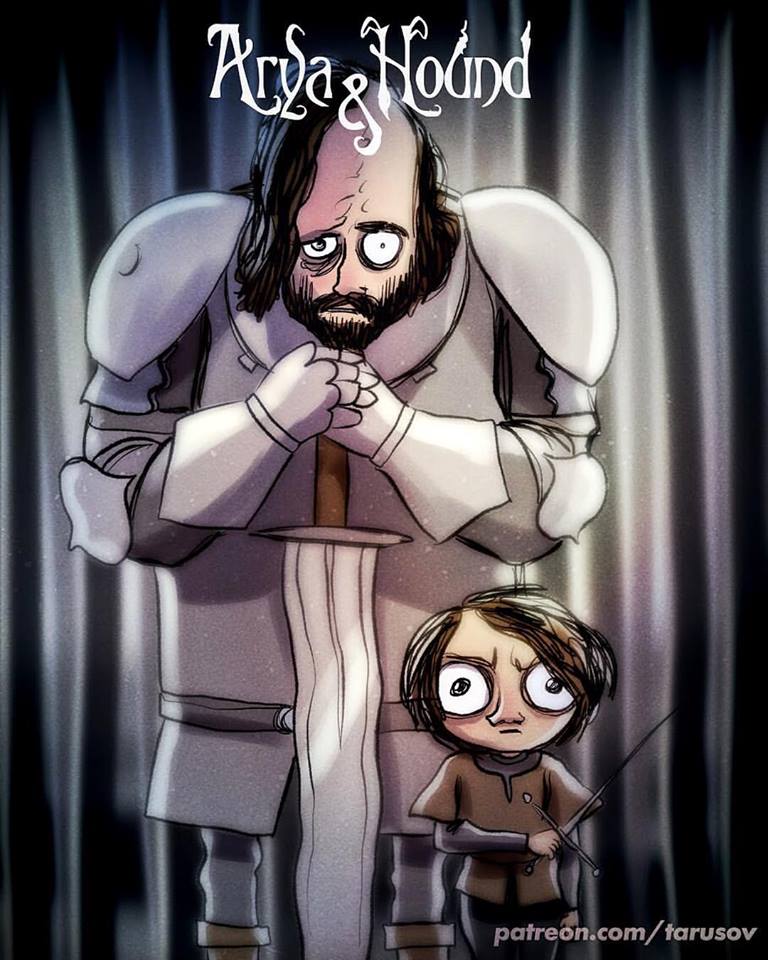 Arya Stark y Sandor Clegane (Hound)