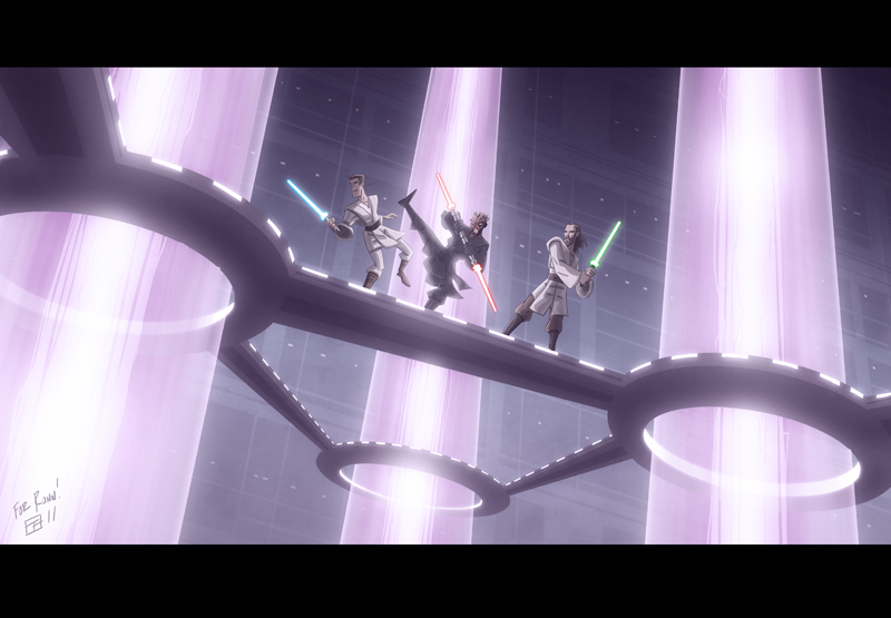 Obi Wan Kenobi y Qui Gon Jinn vs Darth Maul
