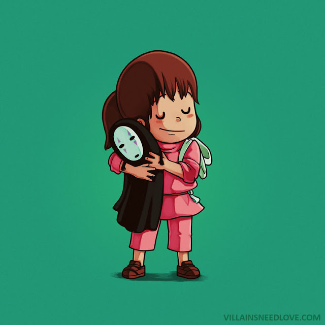 Chihiro abrazando a Kaonashi