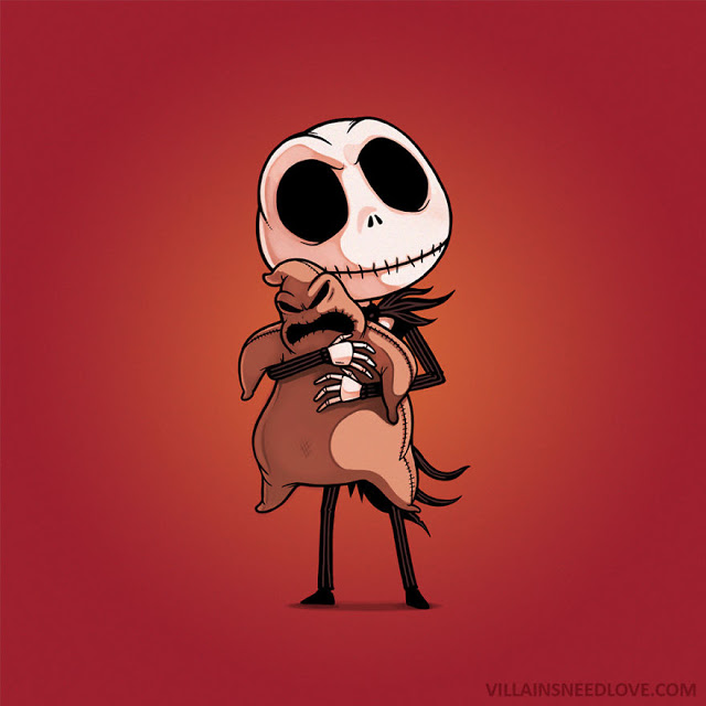 Jack Skellington abrazando a Oogie Boogie