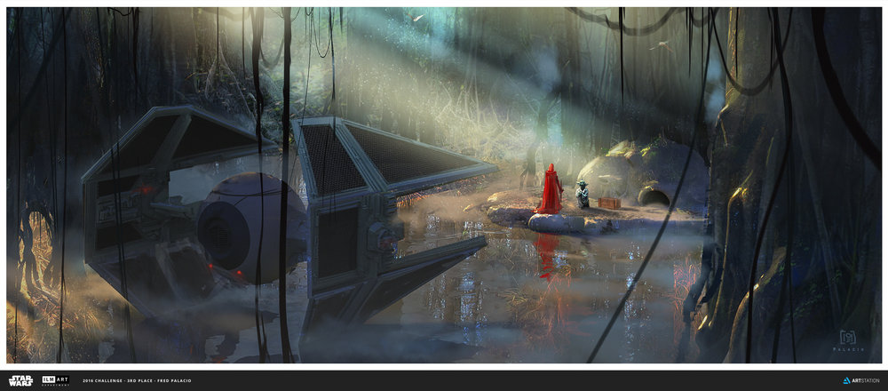 Yoda vs guardia imperial en Dagobah