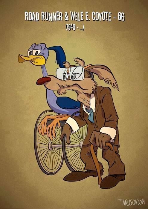 El correcaminos y el coyote de viejos