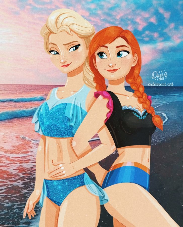 Ana y Elsa en la playa