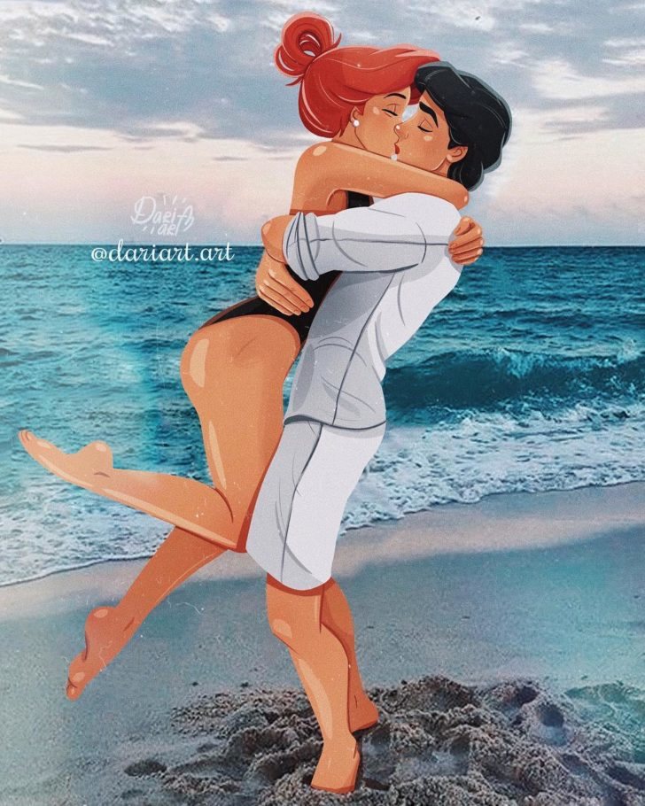 Ariel y Eric en la playa