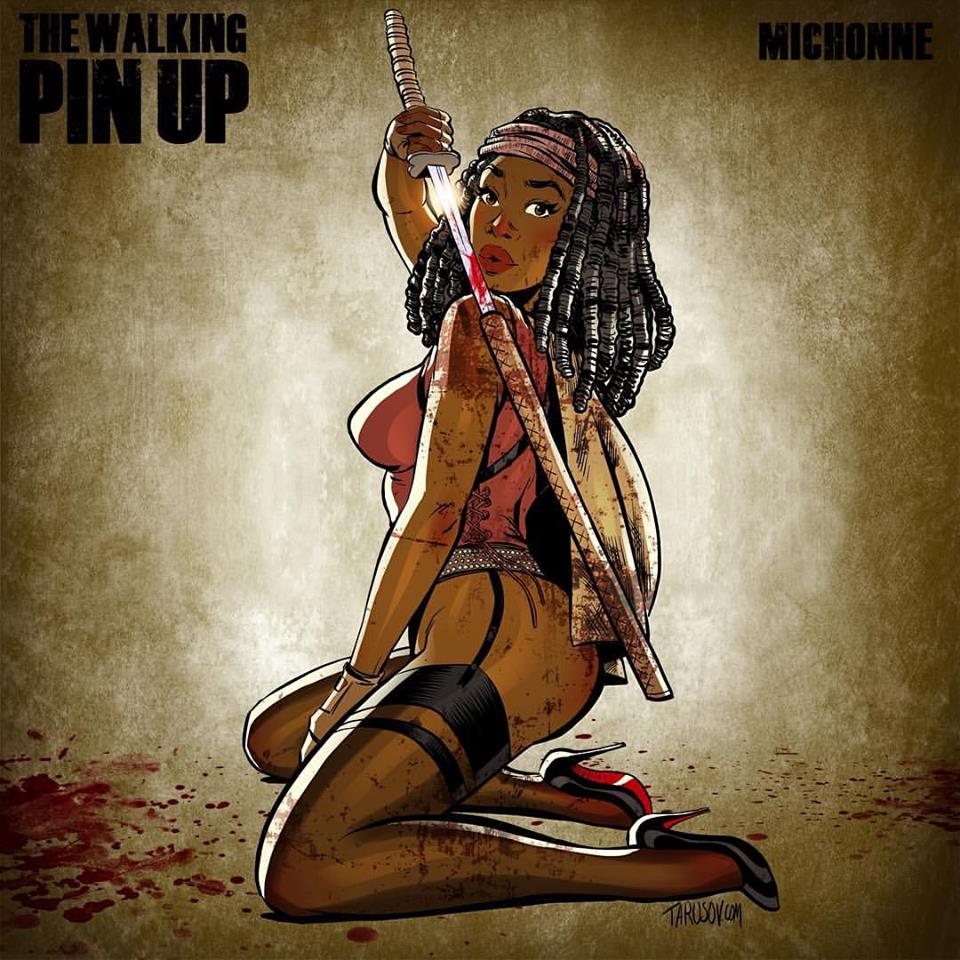 The Walking Dead Pin Up por Andrew Tarusov Michonne