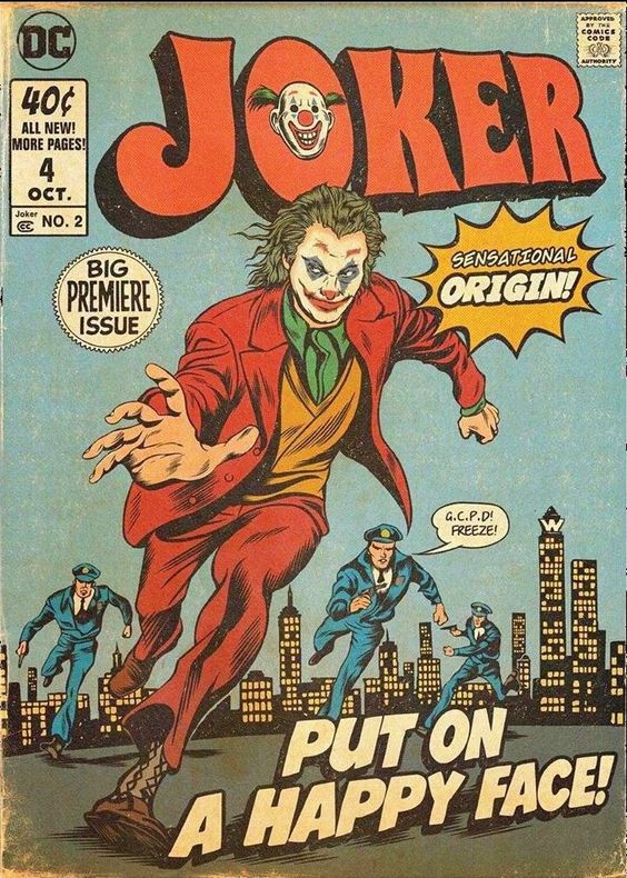 portada retro comic - The Joker put on a happy face