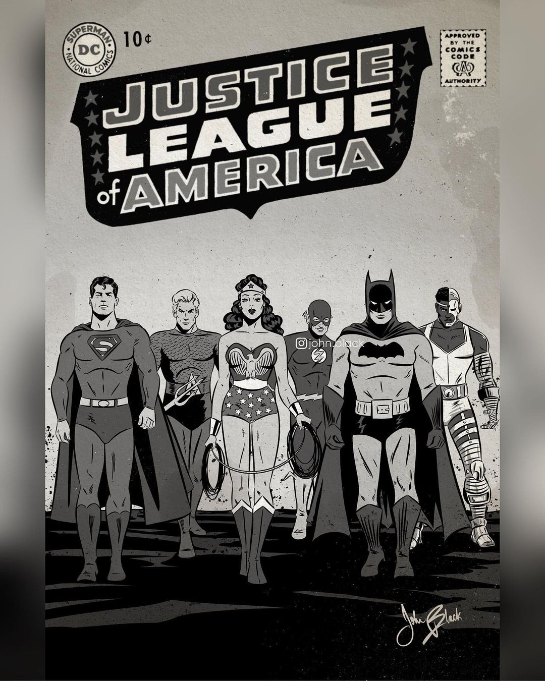justice league snyder cut poster blanco y negro