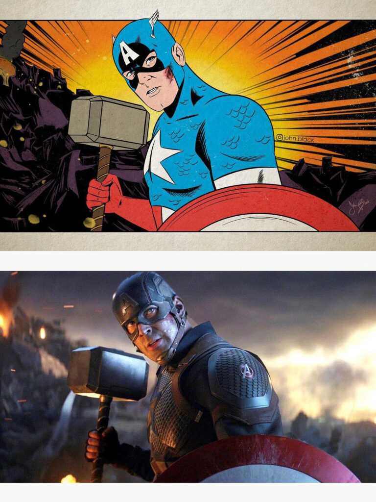 capitan america con mjolnir