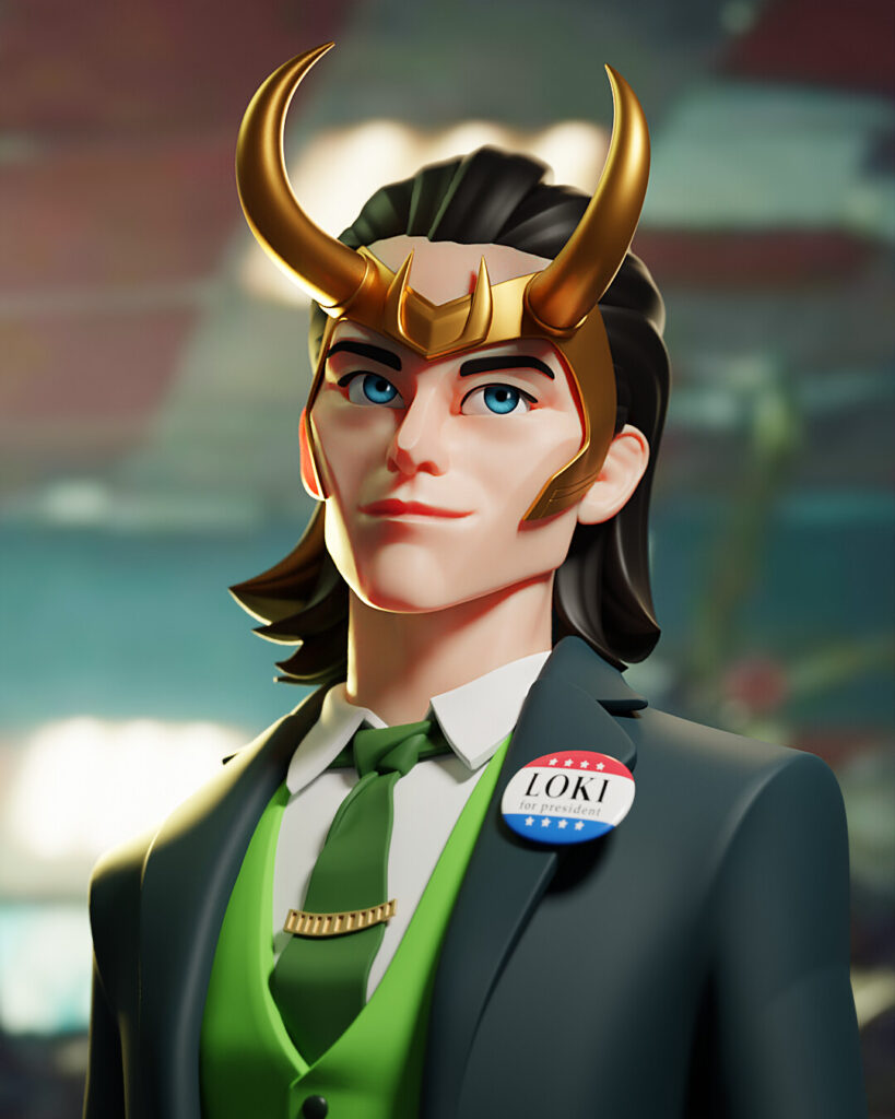 Loki Presidente Marvel estilo Pixar