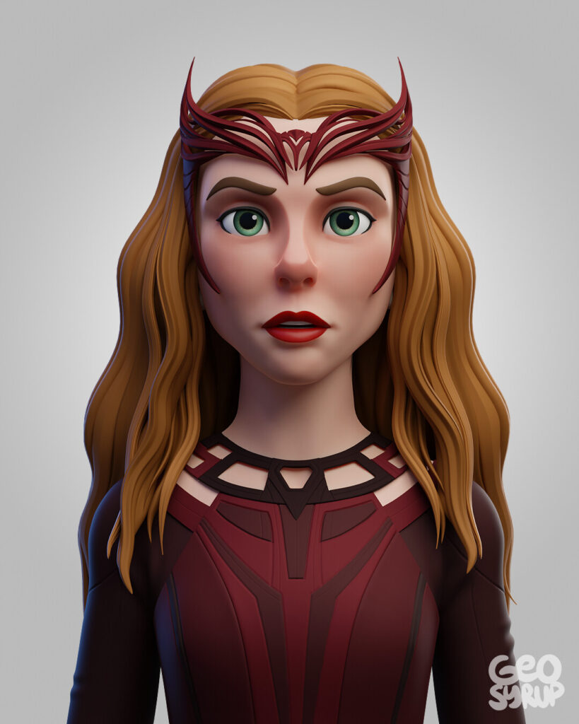 Scarlet Witch Marvel estilo Pixar