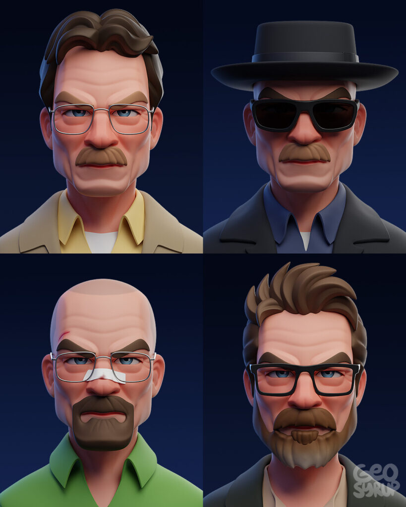 Walter White Breaking Bad estilo Pixar