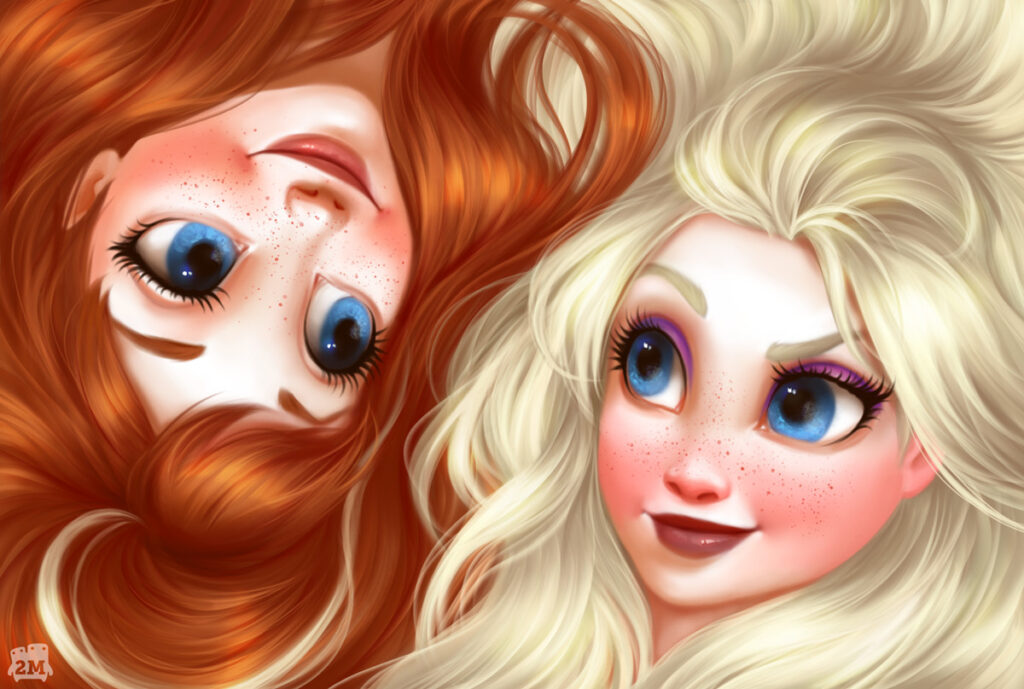 Princesas Disney cabello largo Ana y Elsa