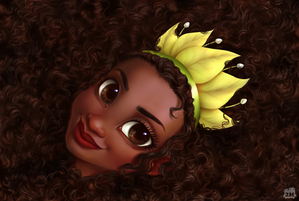 Princesas Disney cabello rizado Tiana